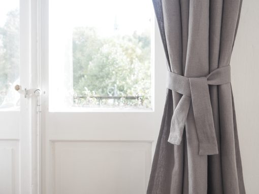 Gray linen curtain belt