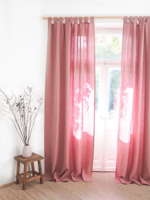 Pink heavy weight linen curtains