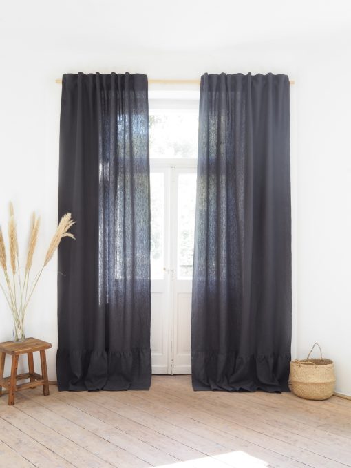 Charcoal heavy linen curtains