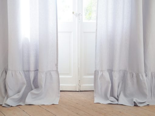 Light gray heavy linen curtains