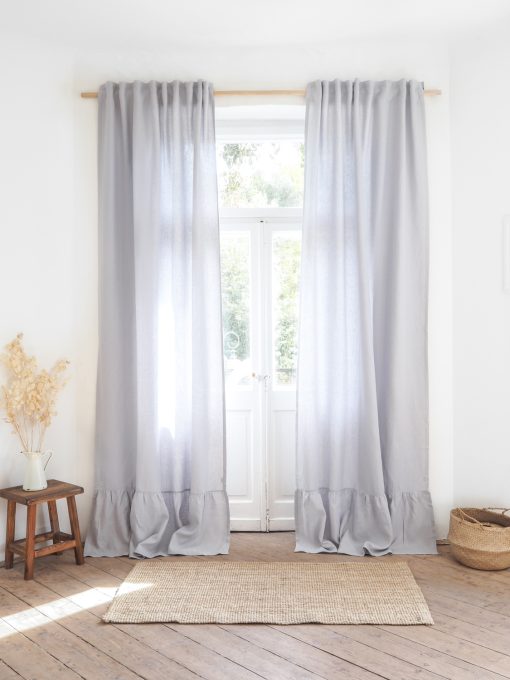 Light gray heavy linen curtains