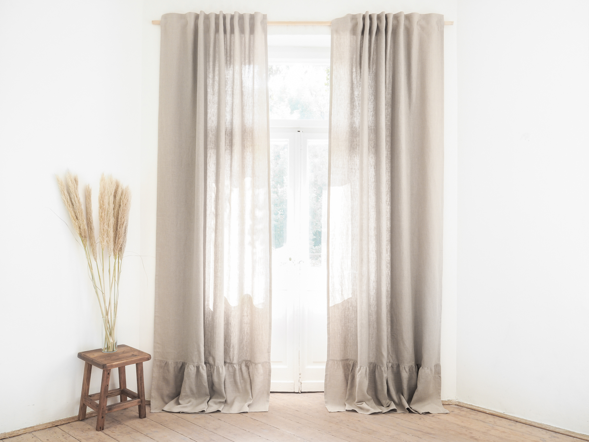 Solid linen curtains