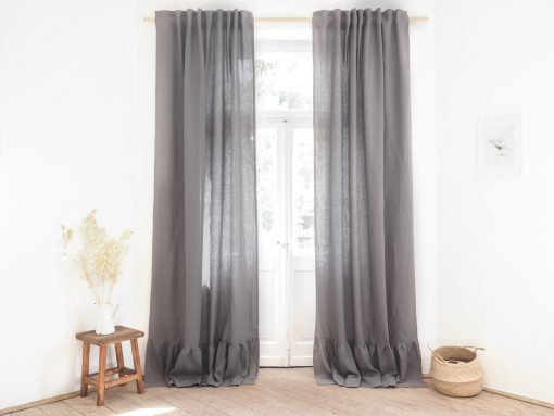 Gray heavy linen curtains