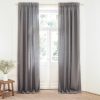 Gray solid linen curtains with tape