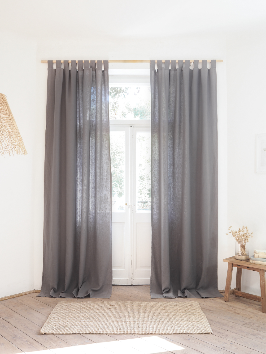 Gray heavy weight linen curtains