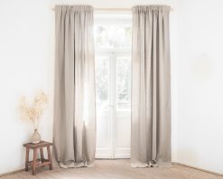 Solid linen curtains with tape