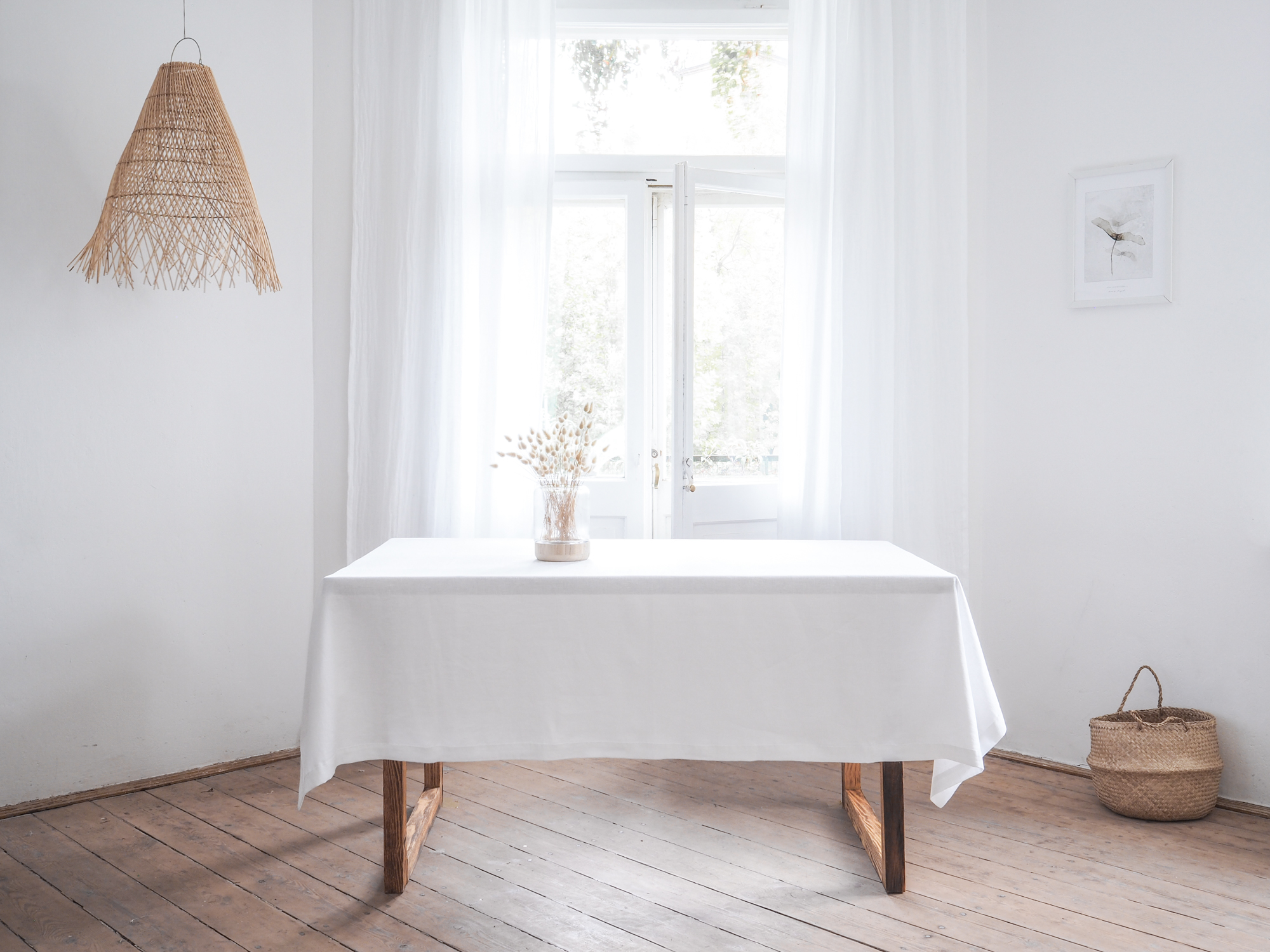 Weiße Leinen Tischdecke | 100% Leinen
