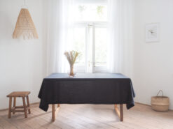 Charcoal solid linen tablecloth