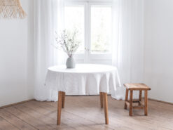 Striped round linen tablecloth