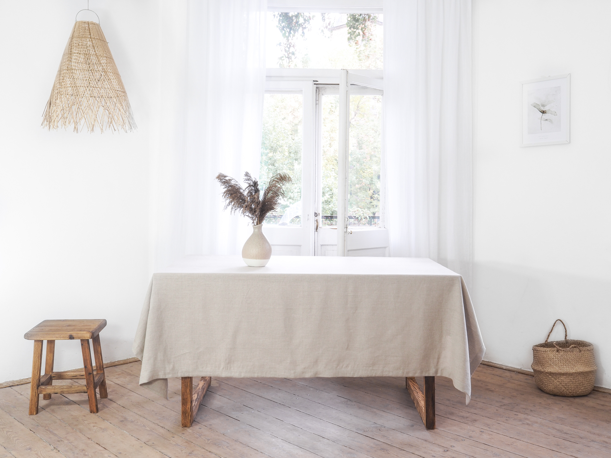 Solid linen tablecloth