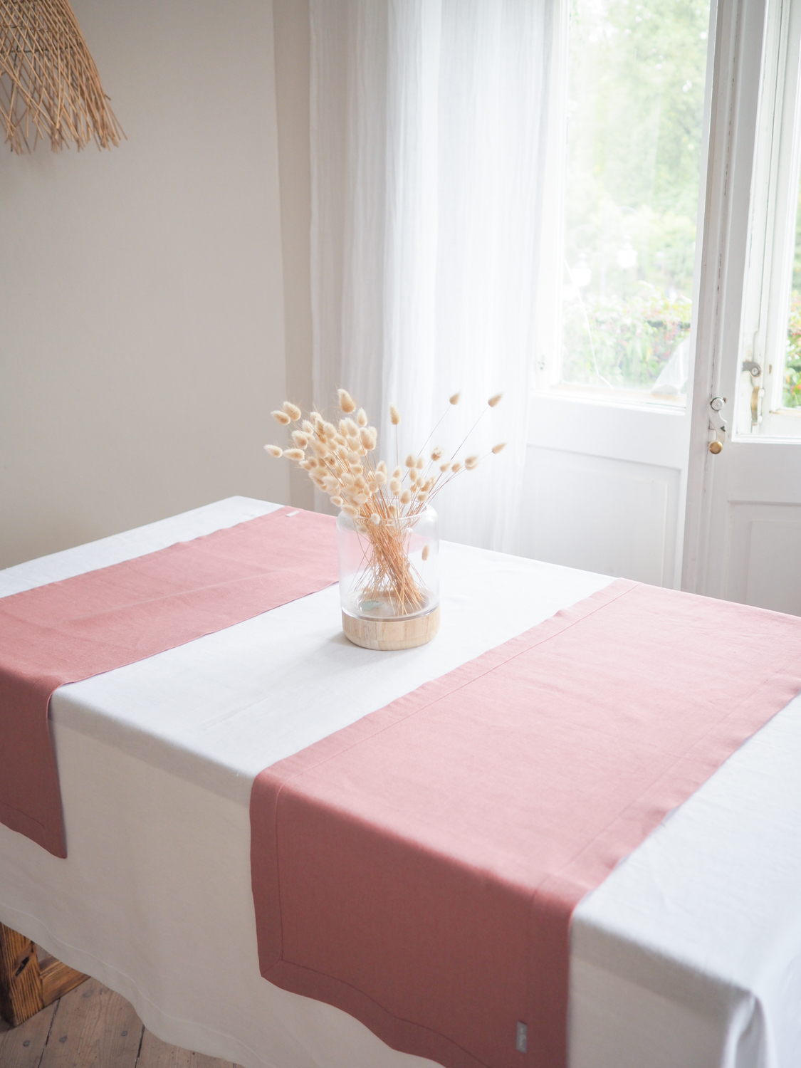 Dusty pink linen runner Linen table runner Custom sizes 