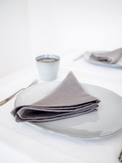 Solid gray linen napkins