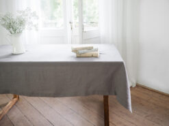Gray solid linen tablecloth