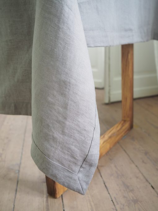 gray tablecloth made of heavy linen