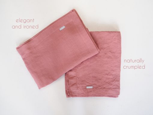 Pink linen tablecloth