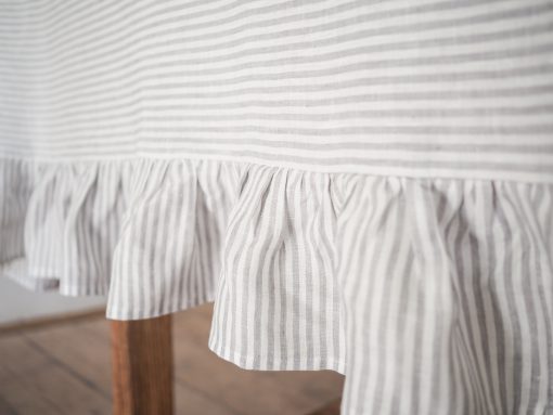 Striped ruffled tablecloth