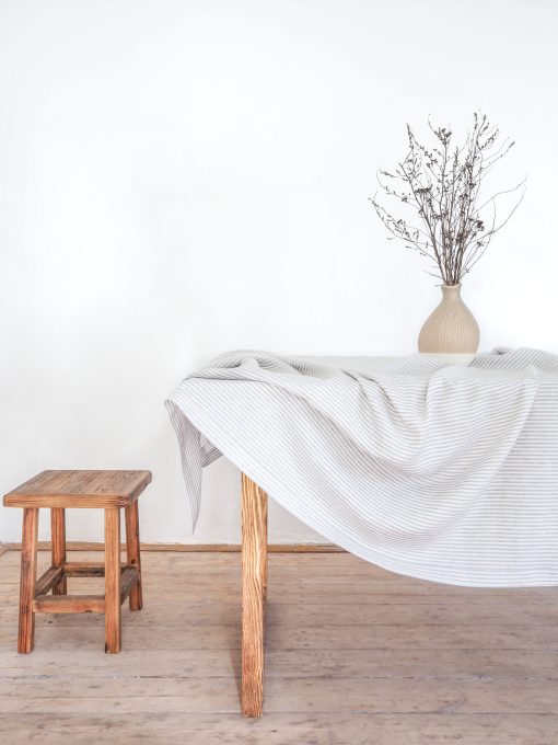 Striped linen tablecloth