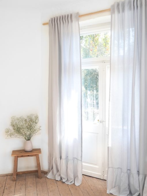 Semi sheer light gray linen curtains