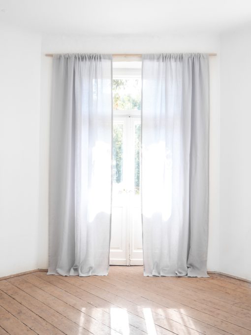 light gray linen curtain with rod pocket