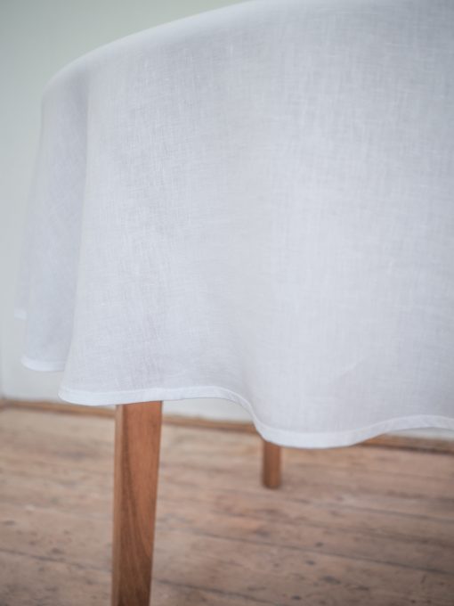 White round linen tablecloth
