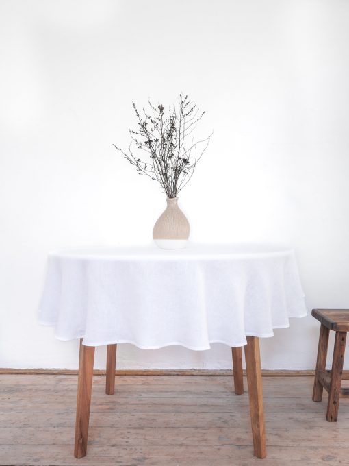 White round linen tablecloth