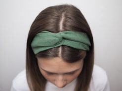 zielona Lniana opaska do włosówP6230143