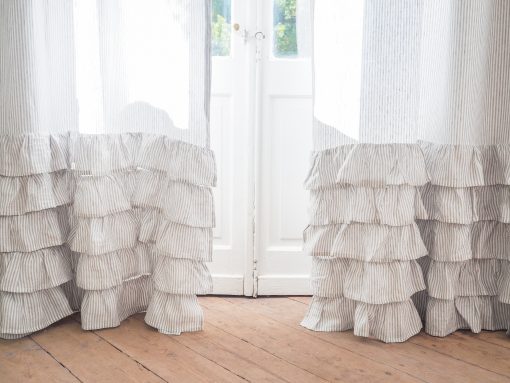 romantic linen curtains with ruffles