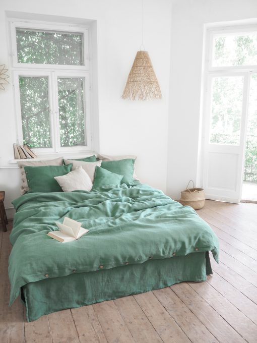 Bettwäsche aus grünem Leinen