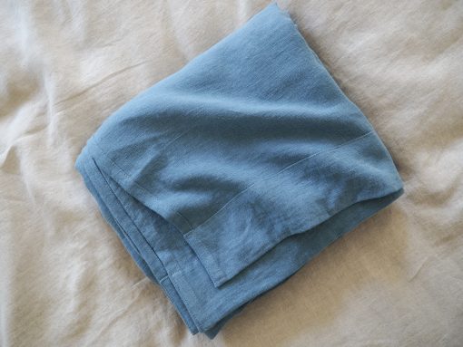 Blue summer linen coverlet