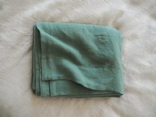 Green summer linen coverlet