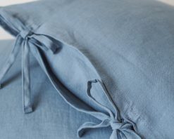 Blue linen pillowcases with ties king
