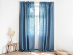 Blue room darkening linen curtains