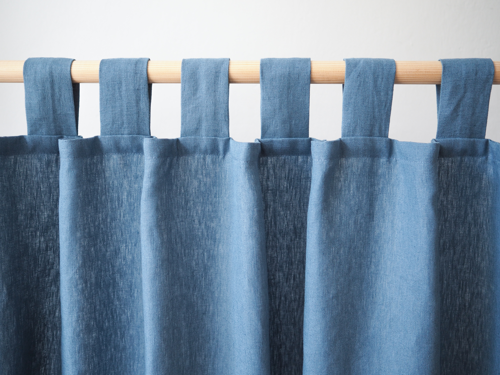 Blue heavy weight linen curtains