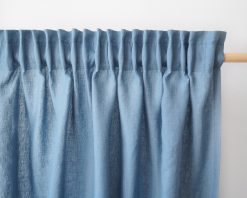 Blue pencil pleat linen curtains