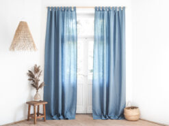 Blue tab top linen curtains