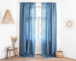 Blue linen curtains