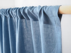 Blue linen curtains with rod pocket
