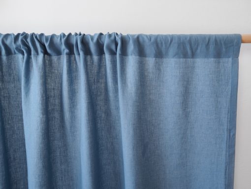 Blue linen curtains with rod pocket
