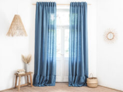 Blue heavy linen curtains