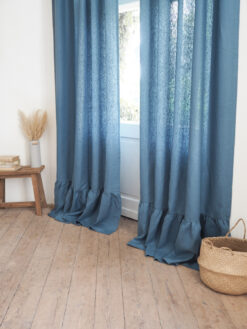 Blue heavy linen curtains