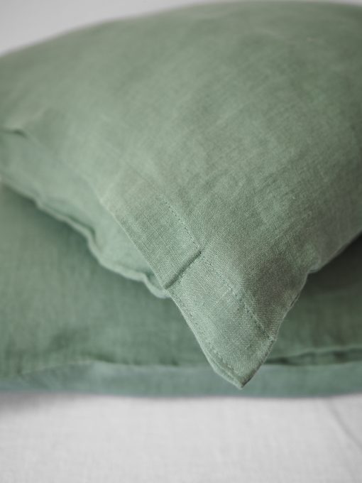 Green linen pillowcase