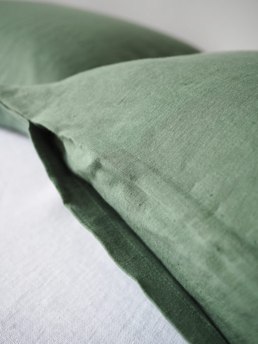 Green linen pillowcase