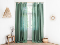Green heavy weight linen curtains