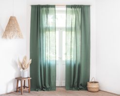 Green linen curtains with rod pocket
