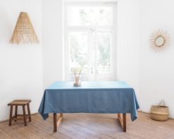 Blue tablecloth 100% linen