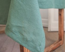 Green solid linen tablecloth 1