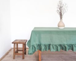 Grüne Leinen Tischdecke