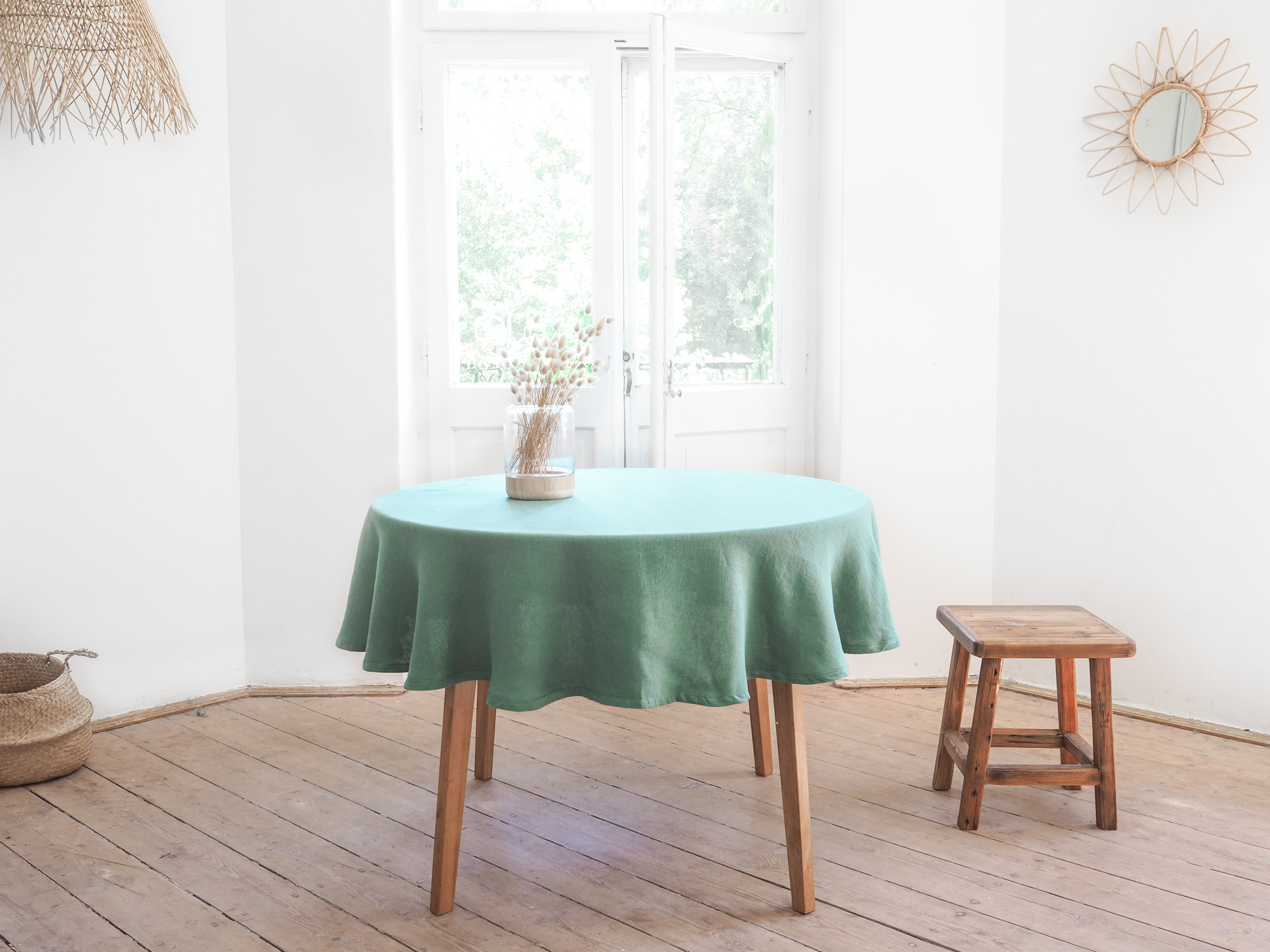 Größen Grüne runde Leinen-Tischdecke | Benutzerdefinierte