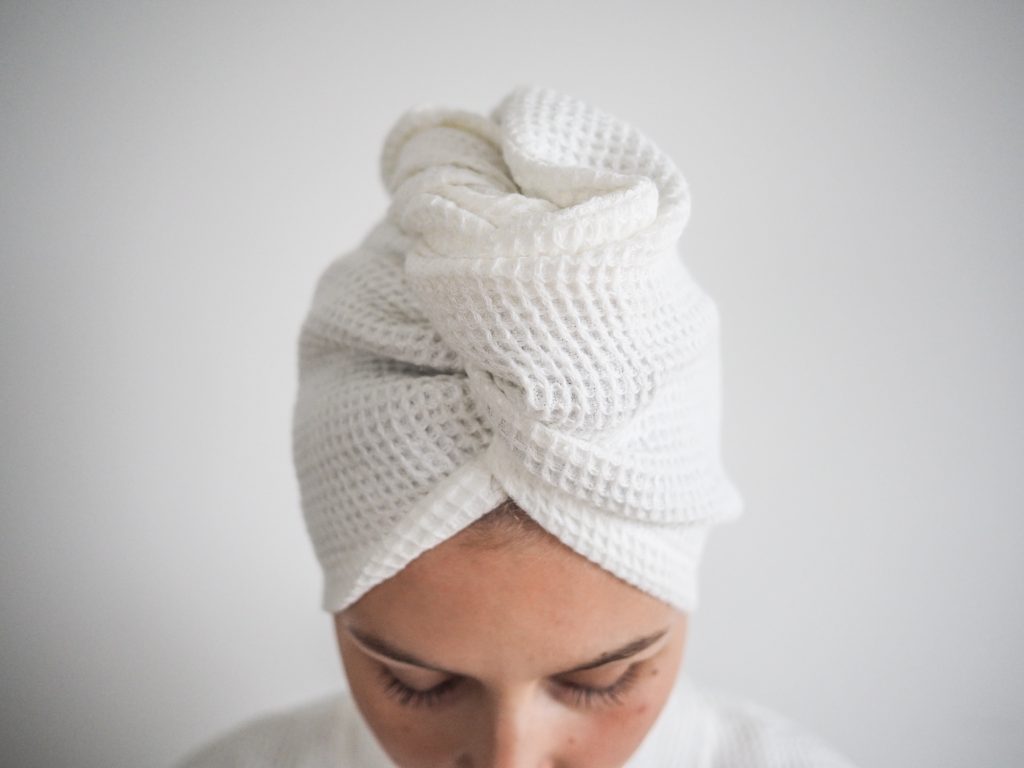 linen waffle turban in pure white 