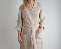 Linen waffle robe